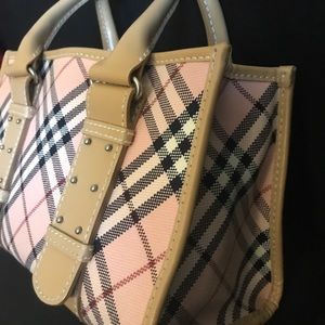 Burberry London blue label pink plaid handbag